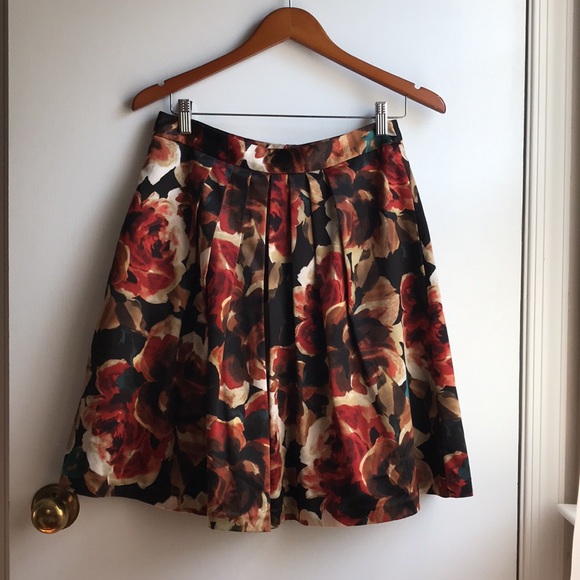 Boston Proper Floral Skirt Pleated Full Mini sz 8 - Picture 12 of 13